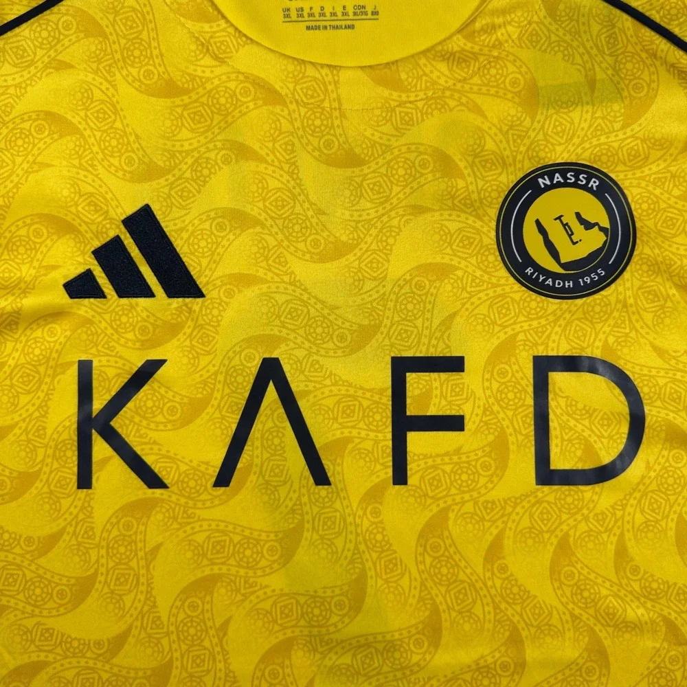 Al Nassr Ronaldo 7 Jersey Mens 3XL Adidas Slim Fit Home Kit Yellow NEW